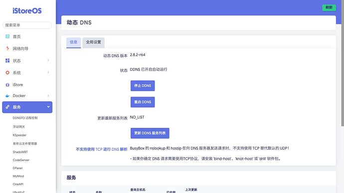 服务 》 动态 DNS 》 信息